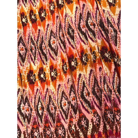 chaudry kc XL Crinkle Peasant Gipsy Skirt Orange/Pink/Yellow Boho Y2K Career - Picture 10 of 15